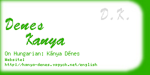 denes kanya business card